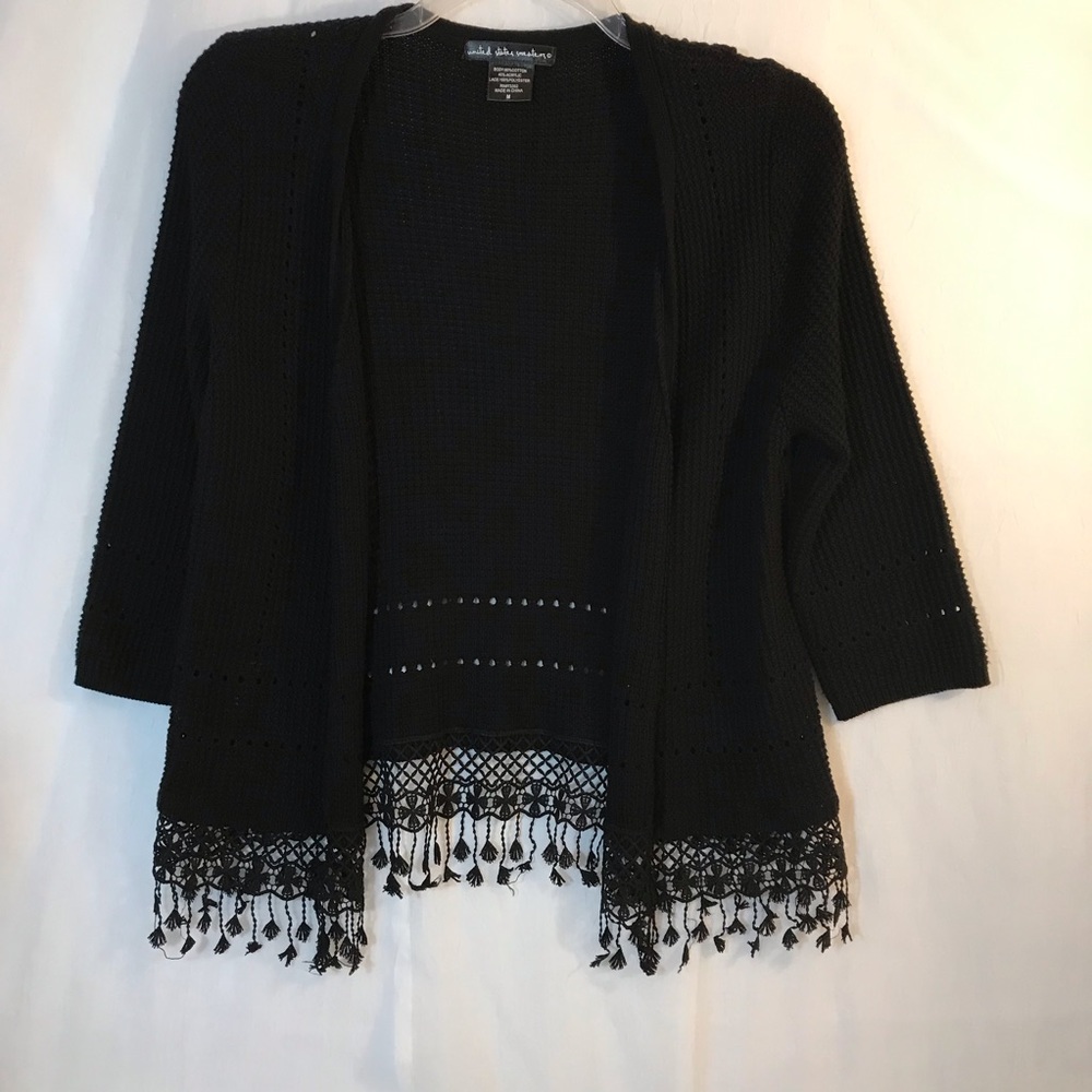 United‎ States Sweaters Black cardigan with lace